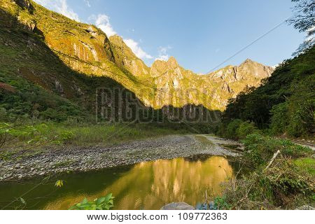 Urubamba River And Machu Picchu Mountains, Peru