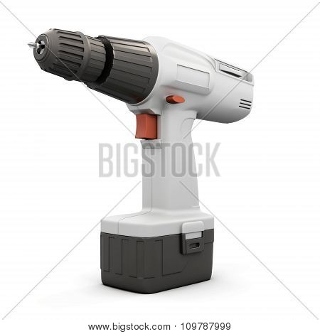 Electric Screwdriver Isolated On White Bcakground. 3D.