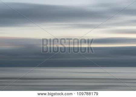 Conceptual Landscape Image Of Motion Blur In The Ocean During Sunset