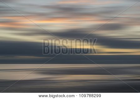 Conceptual Landscape Image Of Motion Blur In The Ocean During Sunset