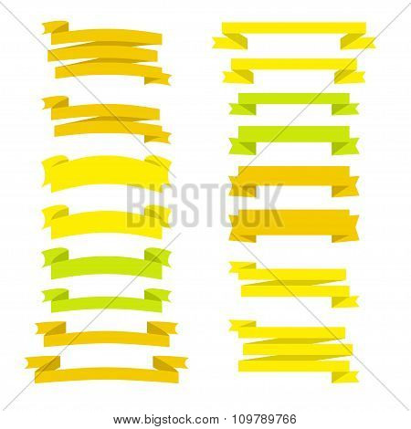 Set Of Flat Style Ribbons, In Vector