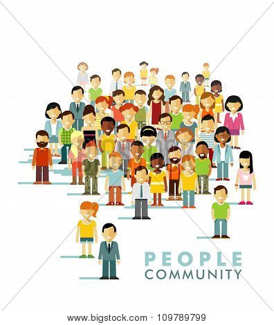 Modern multicultural society concept with people in flat style