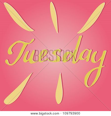 Vector text Tuesday in pink and yellow