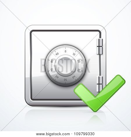 Safe and check mark.