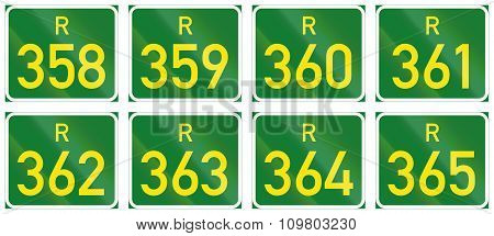 Collection Of South African Regional Route Signs