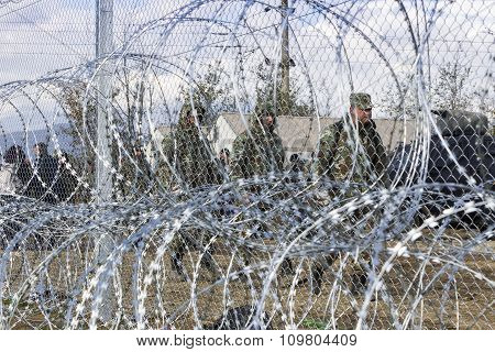 The Army Of F.y.r. Of Macedonia Continues The Fence Construction At The Greek - Fyrom Border To Stop