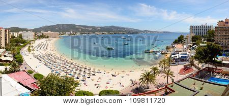 Mallorca, Spain - May 29: The Tourists Enjoiying Their Vacation On The Beach On May 29, 2015 In Mall