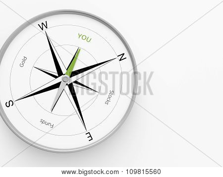 A 3D Made Compass On A White Screen