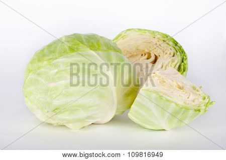 Cabbage on white grey background
