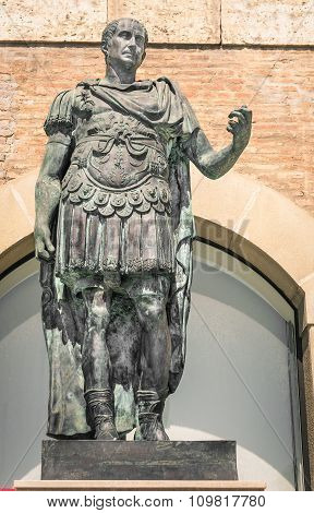 Statue Of Gaius Julius Caesar In Rimini Italy