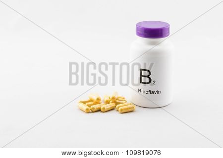 Bottle of B2 vitamins