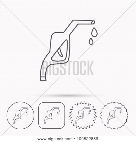Gasoline pump nozzle icon. Petrol station sign.