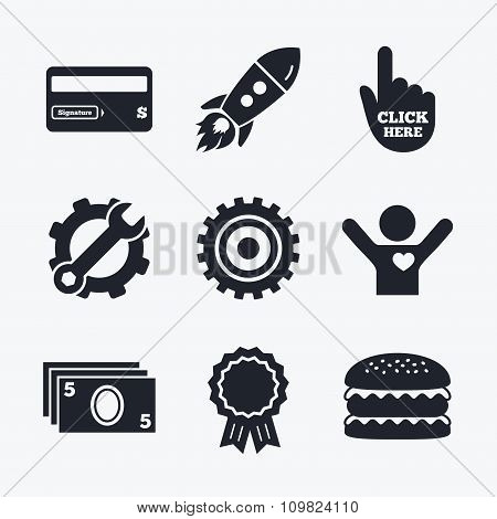 ATM cash machine withdrawal icons.