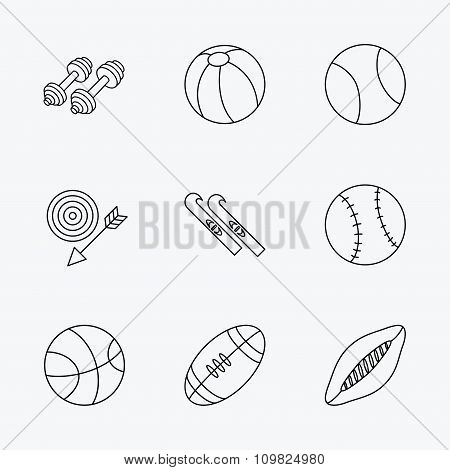 Sport fitness, tennis and basketball icons.