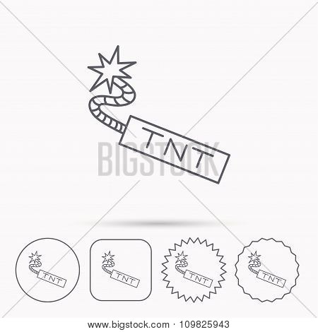 TNT dynamite icon. Bomb explosion sign.