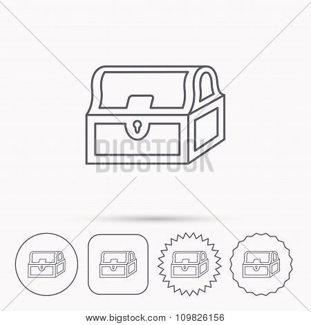 Treasure chest icon. Piratic treasury sign.