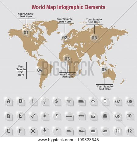 World Map Infographic Elements