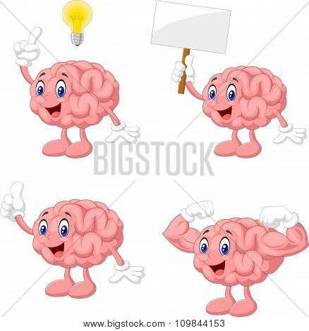 Cartoon funny brain collection set