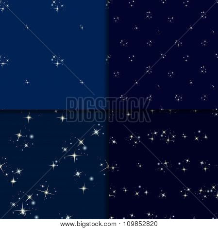 Starry sky seamless pattern set