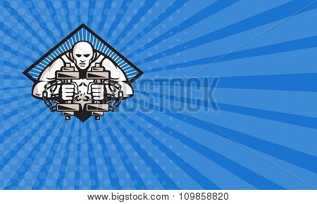 Business Card Strongman With Dumbbell In Chains