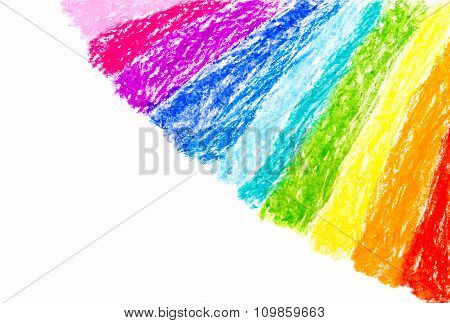 Wax Crayon Hand Drawing Rainbow