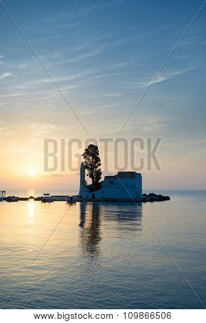 scene of Vlacherna monastery, Kanoni, Corfu, Greece