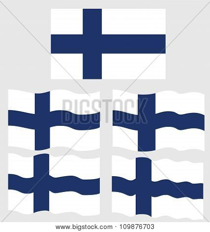 Flat And Waving Flag Of Finland