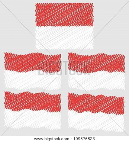 Flat And Waving Flag Of Monaco