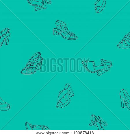 Seamless pattern of female shoes