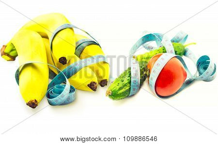 Omato Cucumber And Banana Wrapped In Measuring Tape