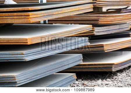 Steel plates at construction
