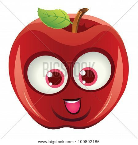 Apple With Fun Red Face Smiling