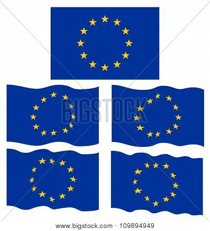 Flat And Waving Flag Of Europe