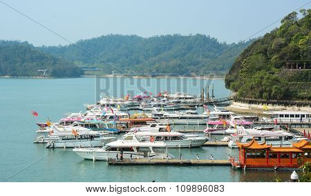 Tourist Boats On Sun Moon Lake