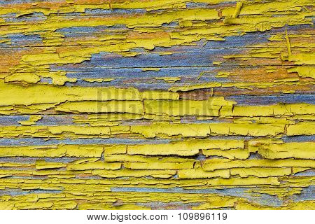 Old yellow colored dyes on the wood