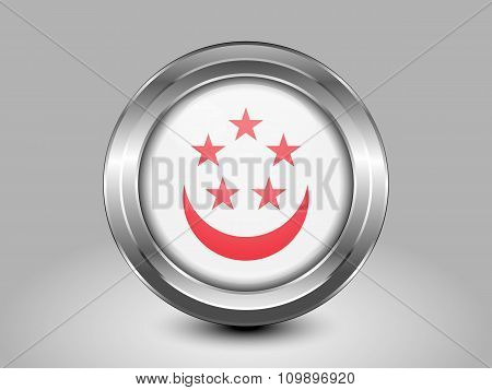 Singapore Variant Flag. Metal Round Icon