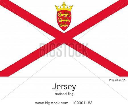 National flag of Jersey with correct proportions, element, colors