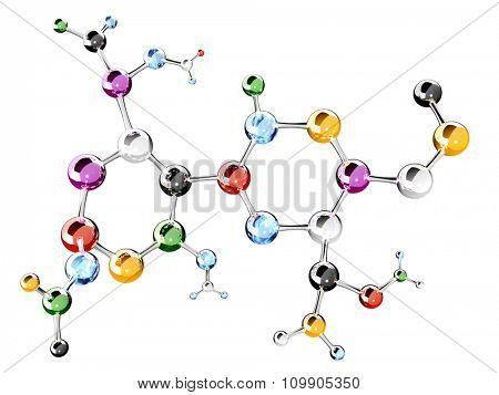 Abstract molecular structure. Isolated on white background