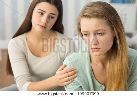 Humiliated Tenager Supporting By Friend