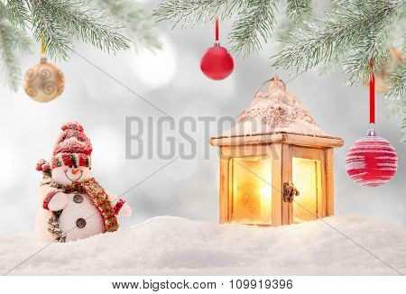 Abstract Christmas background with shining antern