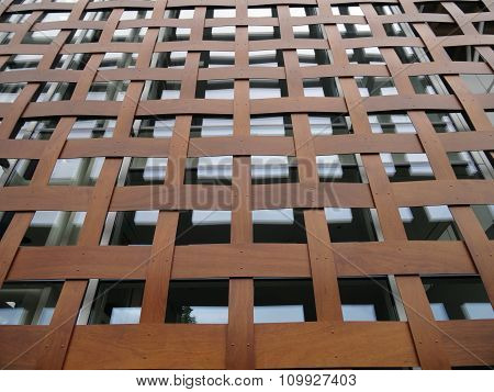Metal Ribbin Weave Over Glass Wall