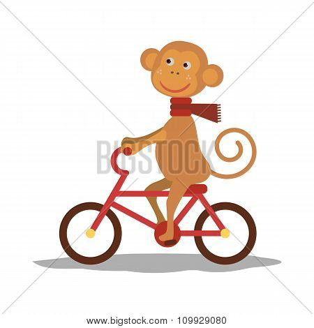 cute monkey with scarf on transport. Vector
