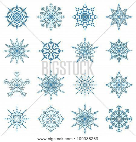 set  of different snowflakes