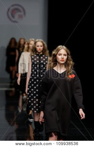 ST. PETERSBURG, RUSSIA - OCTOBER 28, 2015: Collection of Fashion House KOGEL at the fashion show during Mercedes-Benz Fashion Day St. Petersburg. It is one of the city's most popular fashion events