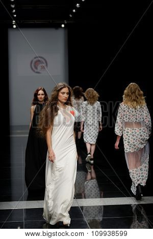 ST. PETERSBURG, RUSSIA - OCTOBER 28, 2015: Collection of Fashion House KOGEL at the fashion show during Mercedes-Benz Fashion Day St. Petersburg. It is one of the city's most popular fashion events