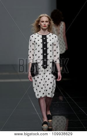 ST. PETERSBURG, RUSSIA - OCTOBER 28, 2015: Collection of Fashion House KOGEL at the fashion show during Mercedes-Benz Fashion Day St. Petersburg. It is one of the city's most popular fashion events