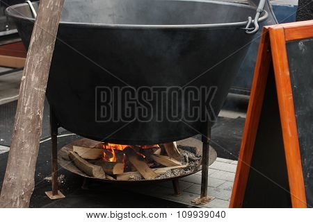 Cooking Of Hungary Perkelt In Big Kettle