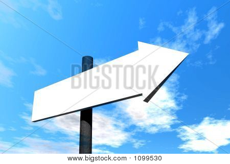 Placa de sinalização em branco com seta