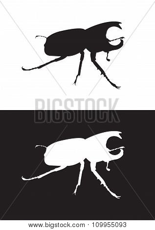 Vector silhouette of rhinoceros beetle- Stock Illustration