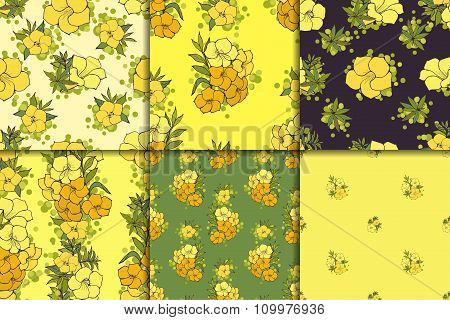Six seamless floral patterns